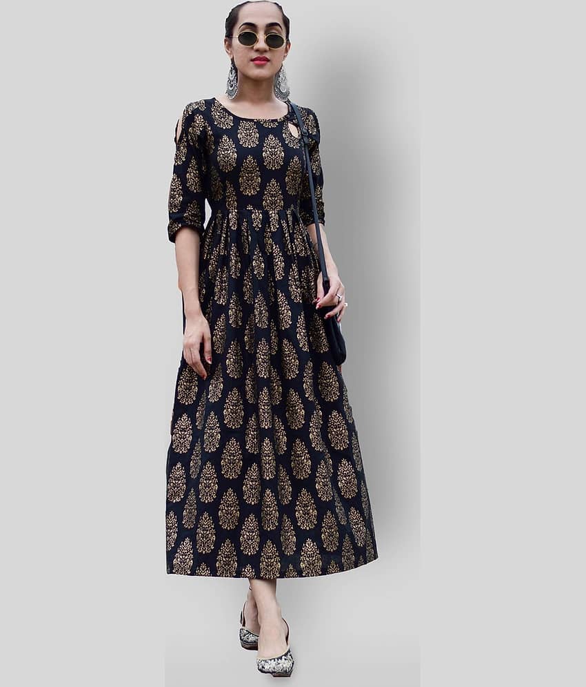 The Style Story - Navy Rayon Women's Flared Kurti ( Pack of 1 ) - Kurtis, Tunics | Buy online on ZillyBuy
