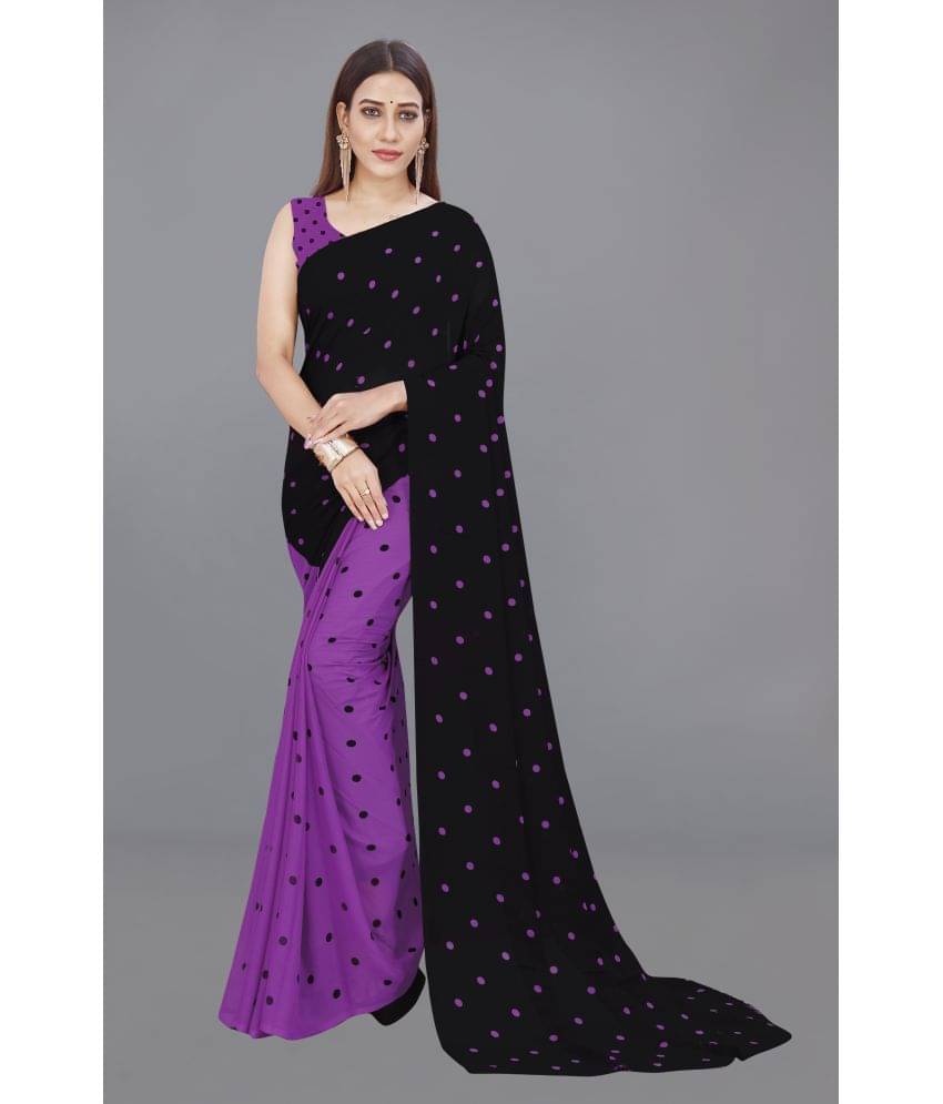 ANAND SAREES Georgette Printed Saree With Unstitched Blouse Piece ( Purple ) ANAND SAREES Georgette Printed Saree With Unstitched Blouse Piece ( Purple )