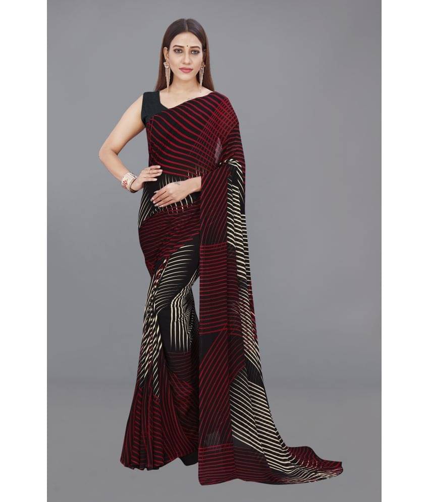 ANAND SAREES Georgette Printed Saree With Unstitched Blouse Piece ( Red ) ANAND SAREES Georgette Printed Saree With Unstitched Blouse Piece ( Red )
