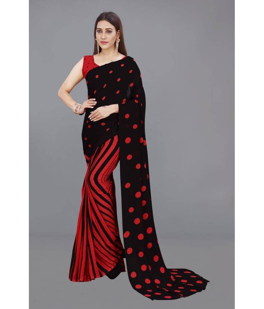 ANAND SAREES Georgette Printed Saree With Unstitched Blouse Piece ( Red ) ANAND SAREES Georgette Printed Saree With Unstitched Blouse Piece ( Red )