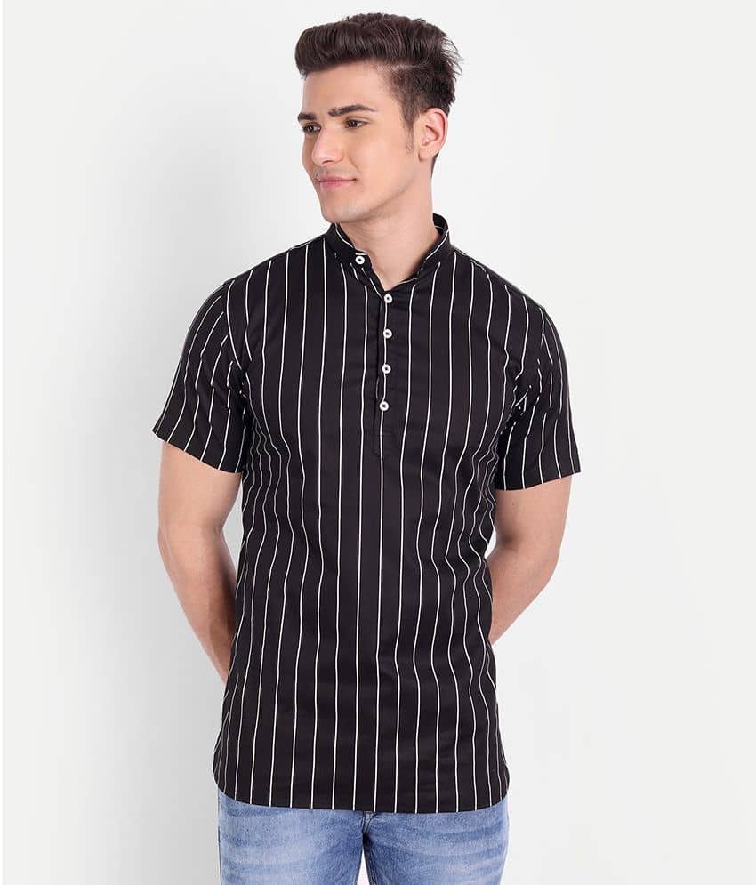 Vida Loca - Black 100 percent Cotton Men's Shirt Style Kurta ( Pack of 1 ) - Kurtas & Kurta Sets | Buy online on ZillyBuy