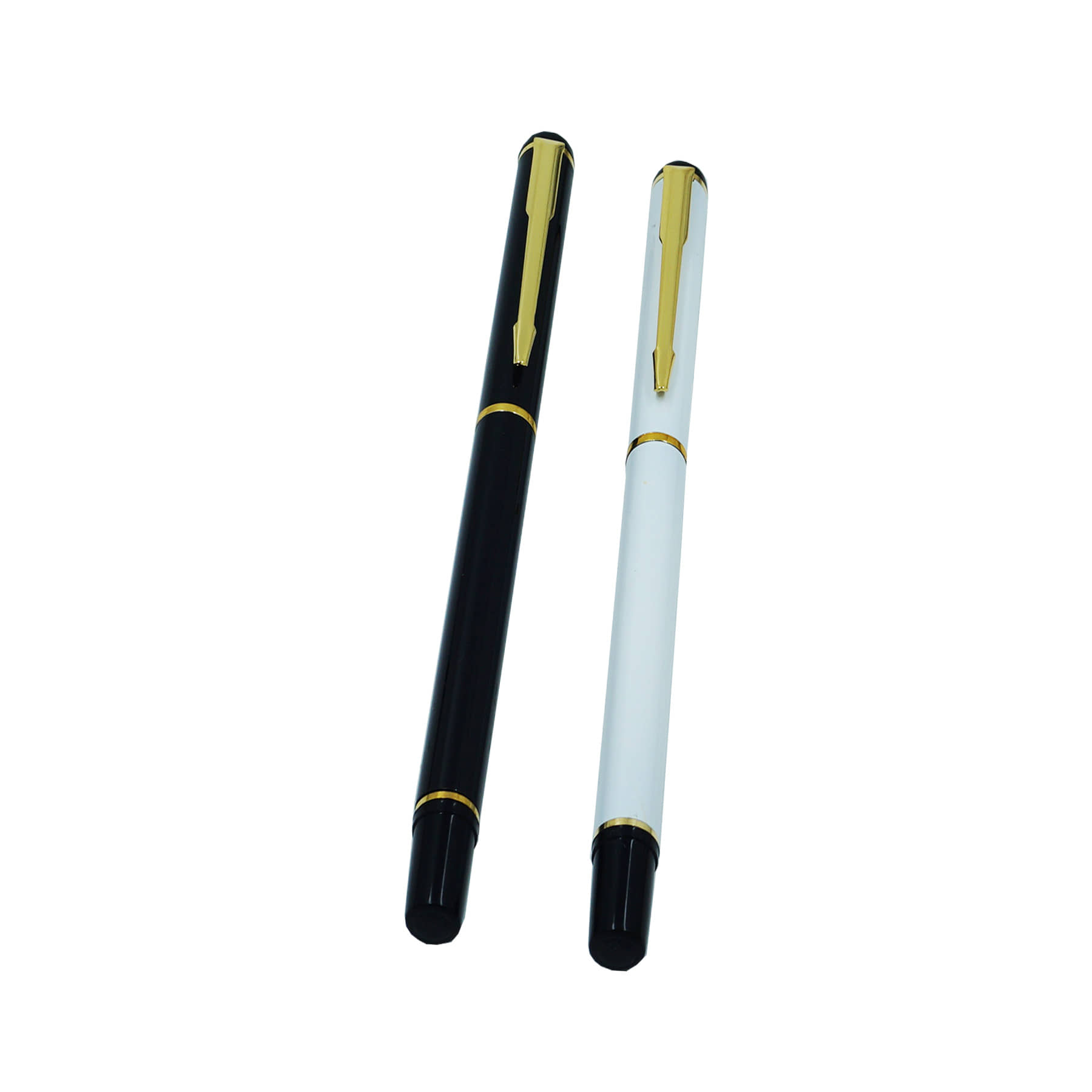 auteur 801 Black & White Color Roller Ball Pen Set Of 2 With Golden Arrow Clip .