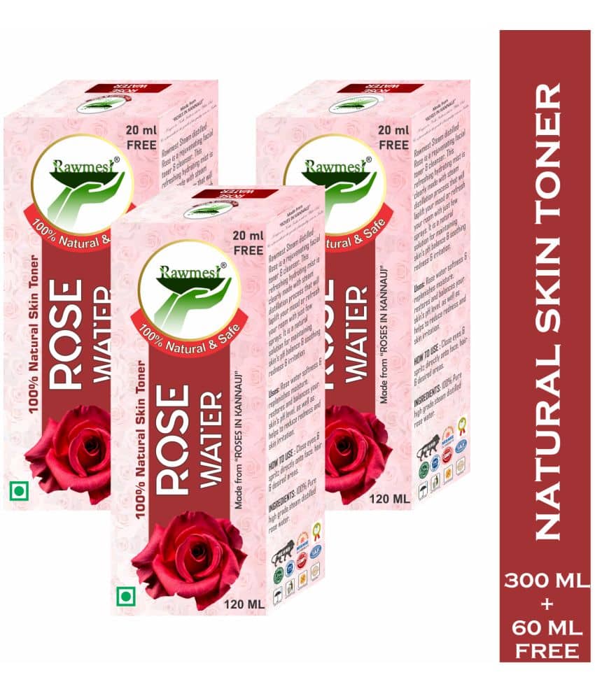 Rawmest Premium Rose Glow Toner ( Gulab Jal) Liquid 360 Ml Pack of 3