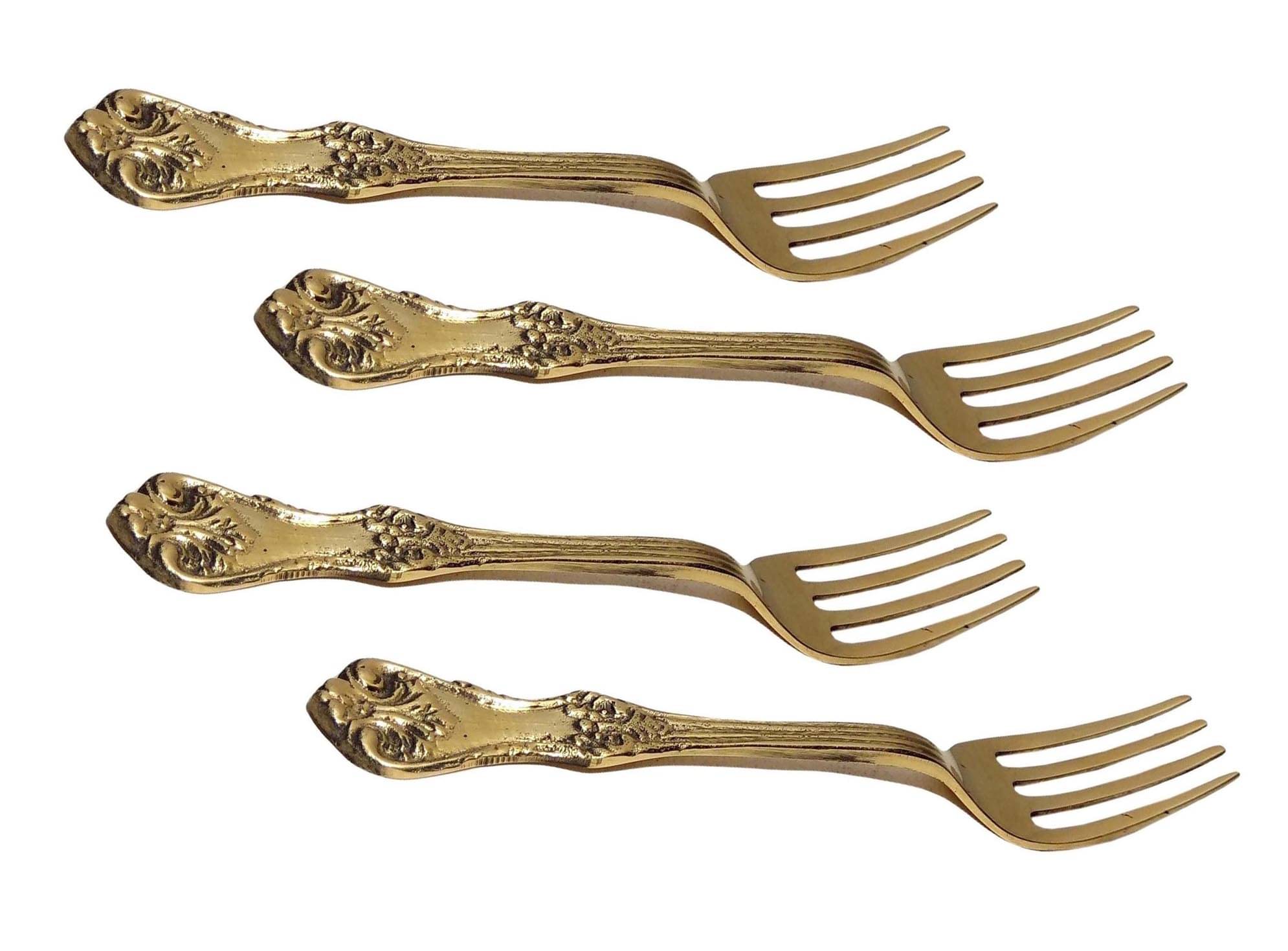     			A & H ENTERPRISES - Gold Brass Dessert Fork ( Pack of 4 )