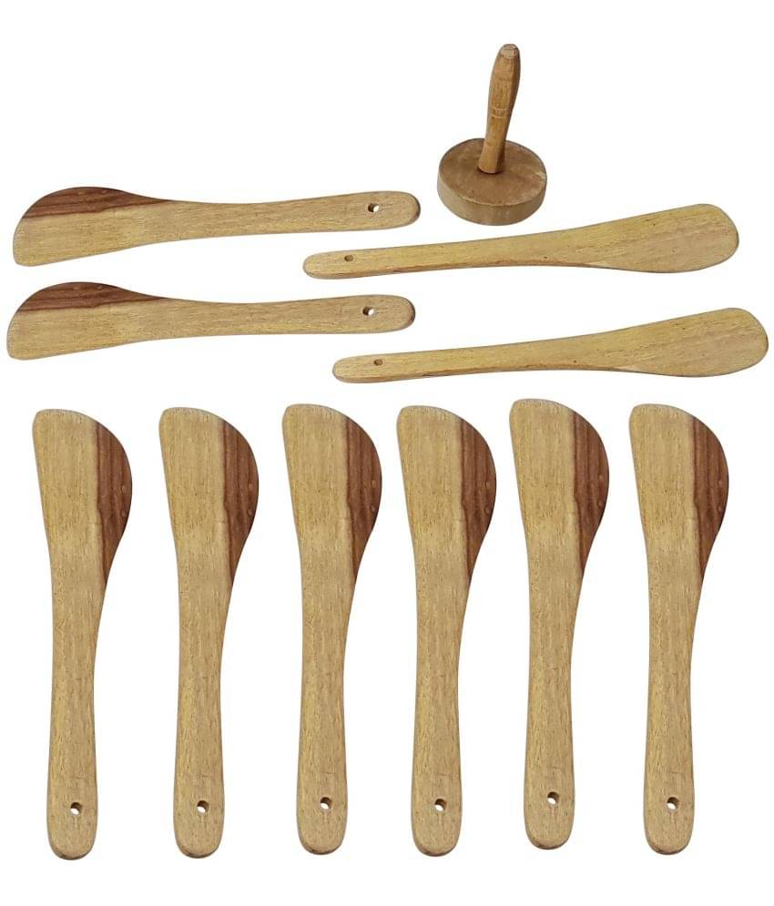     			Buzykart - Brown Wood Mixing Spatula ( Pack of 10 )
