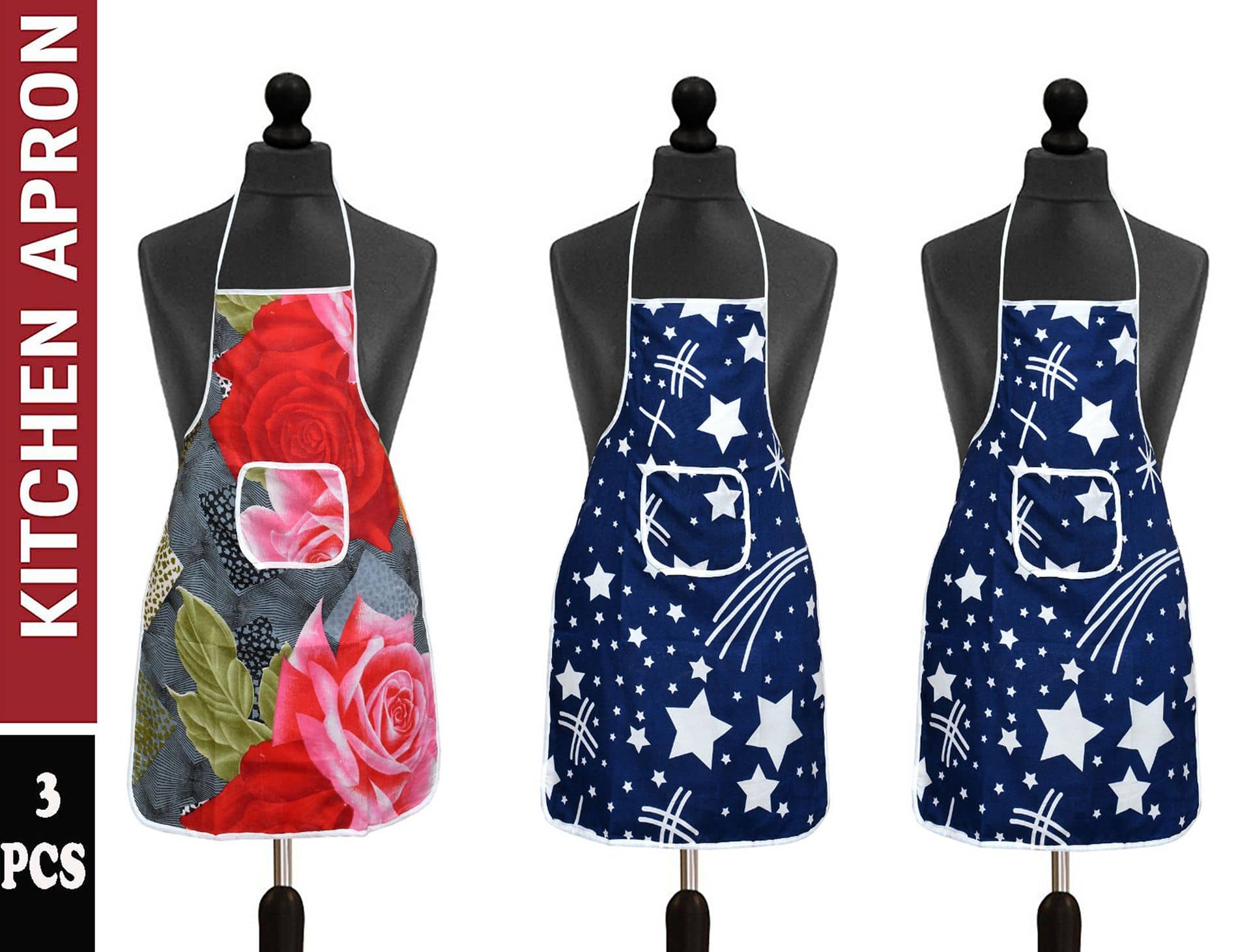 Aazeem  Multicolor Half Apron ( Pack of 3 )