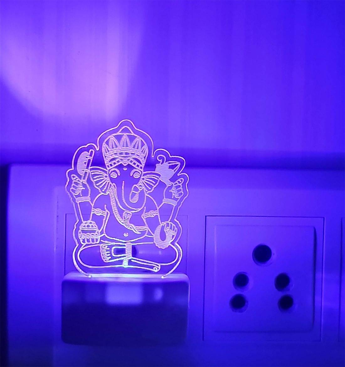 DIONA Night Lamp Shri Siddhivinayak Ganpati Led 3D Illusion Wall Night Light DIONA Night Lamp Shri Siddhivinayak Ganpati Led 3D Illusion Wall Night Light