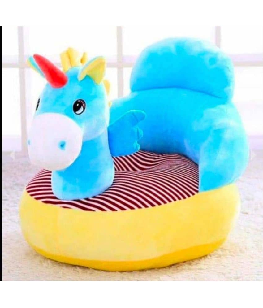 KIDS WONDERS Imported Velvet Kids Sofa Comfortable Soft Plush Cushion Sofa Seat | Rocking Chair for Kids (SkyBlue Unicorn)