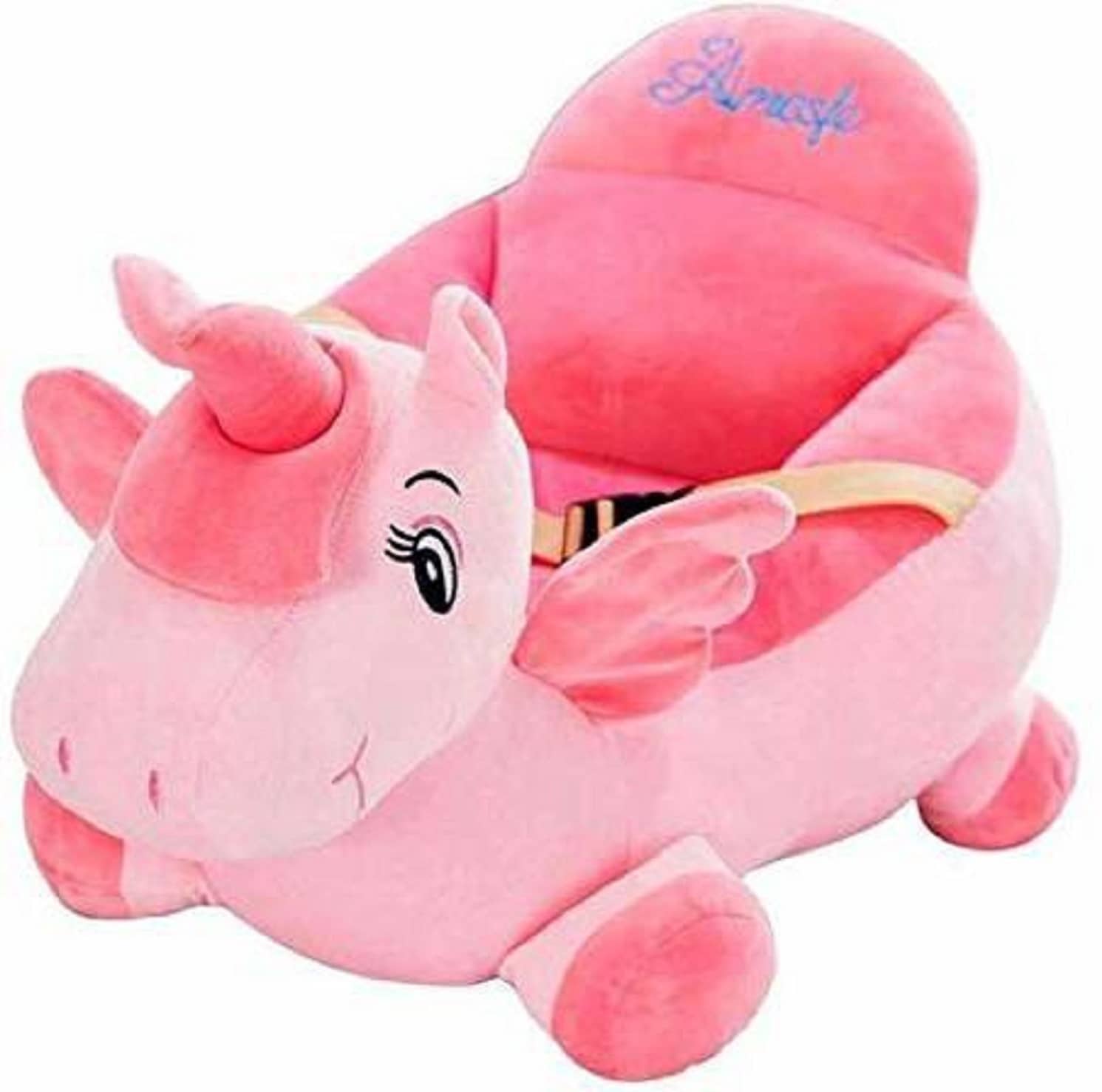 KIDS WONDERS Velvet Sofa Chair for Kids with Belt Animal Face | Comfortable Soft Cushion Sofa Seat ( UNICORN)