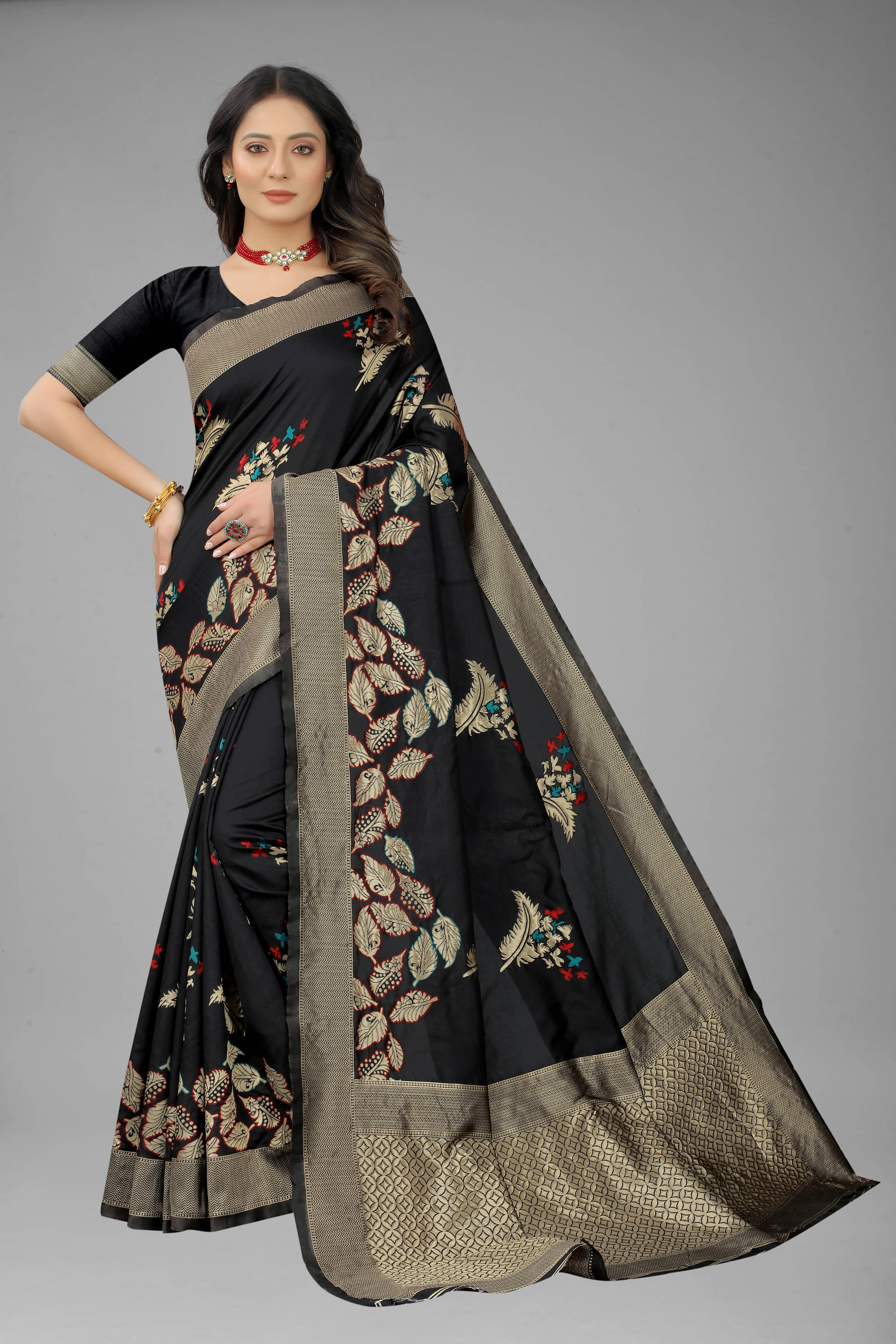 NENCY FASHION Banarasi Silk Self Design Saree With Unstitched Blouse Piece ( Black ) NENCY FASHION Banarasi Silk Self Design Saree With Unstitched Blouse Piece ( Black )