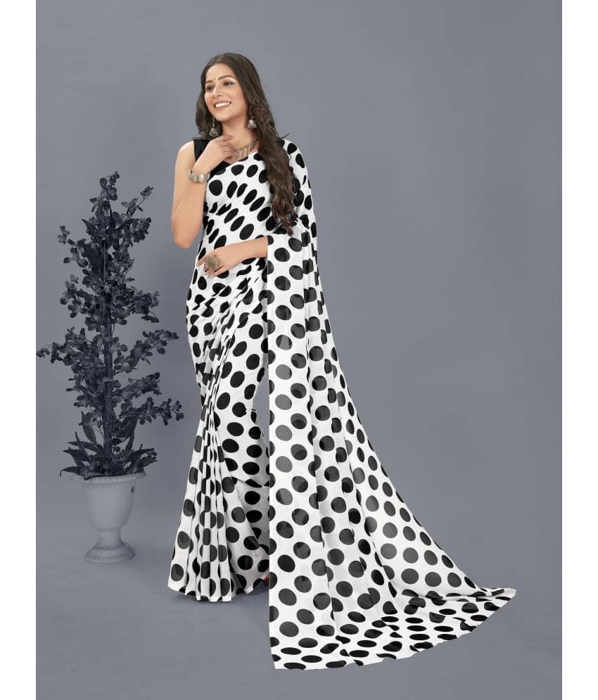 ANAND SAREES Georgette Printed Saree With Unstitched Blouse Piece ( Black ) ANAND SAREES Georgette Printed Saree With Unstitched Blouse Piece ( Black )
