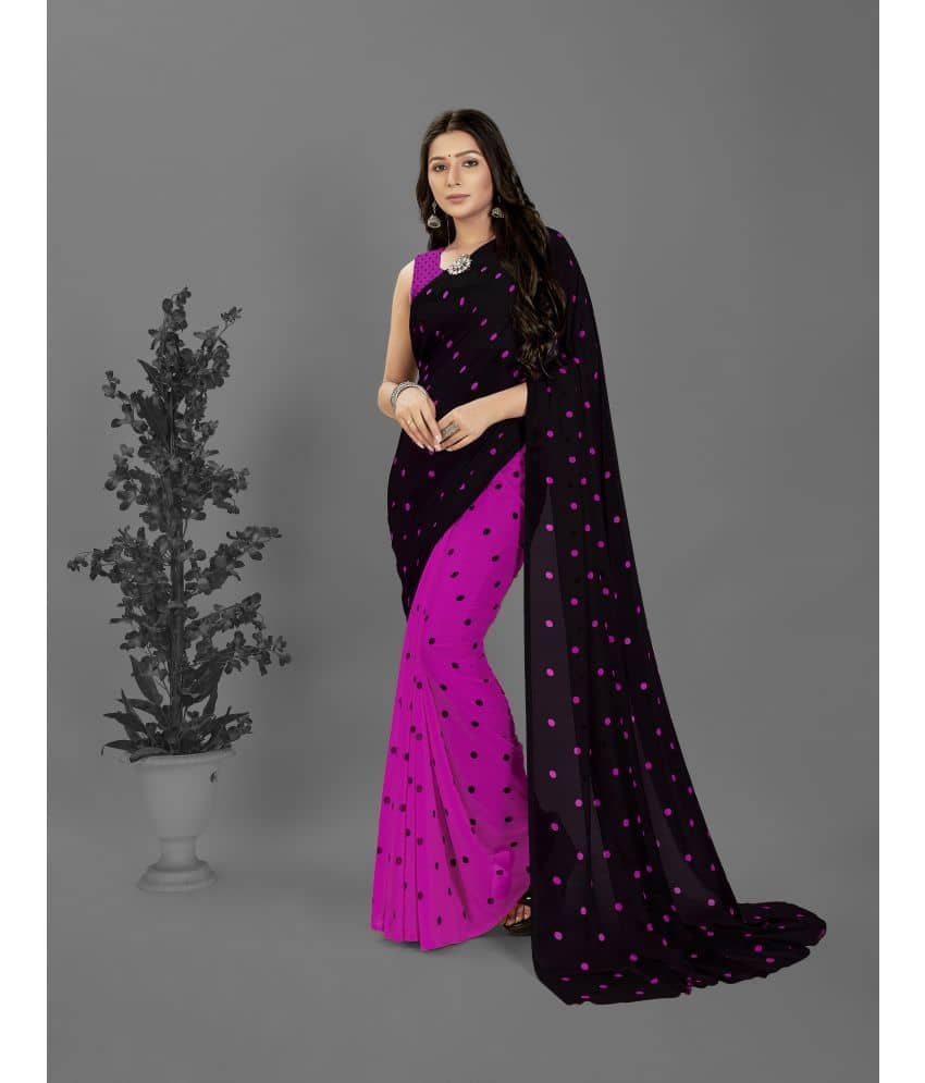 ANAND SAREES Georgette Printed Saree With Unstitched Blouse Piece ( Yellow ) - Sarees | Buy online on ZillyBuy