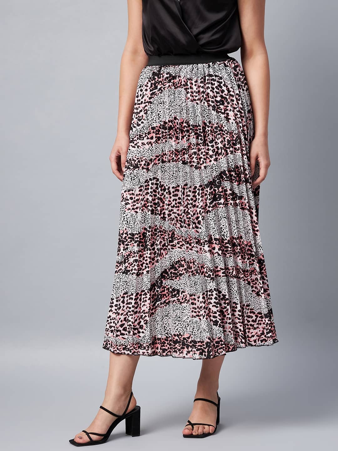 StyleStone - Black Crepe Women's Flared Skirt ( Pack of 1 )