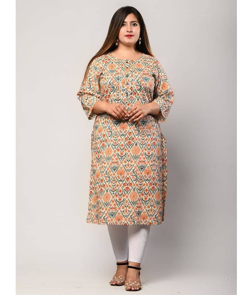 Swasti - Beige Cotton Women's Straight Kurti ( Pack of 1 ) Swasti - Beige Cotton Women's Straight Kurti ( Pack of 1 )