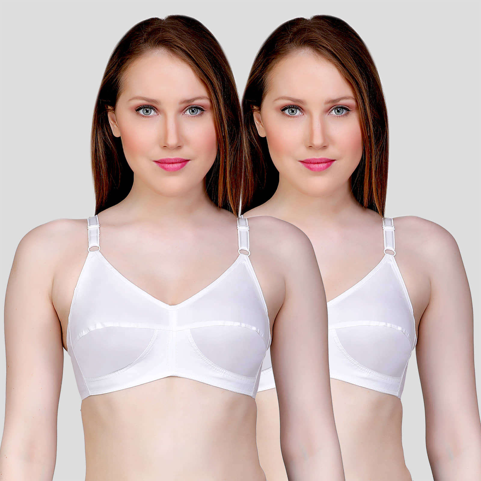 TCG Pack of 2 Cotton Blend Non Padded Women's Push Up Bra ( White )