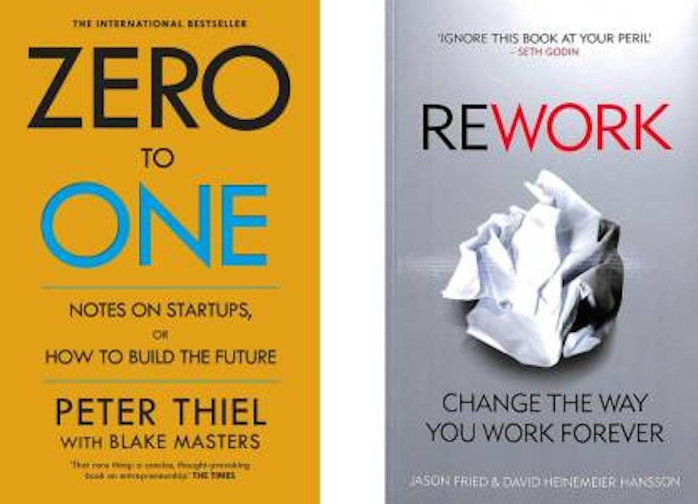     			Zero To One, Rework  (Paperback, PETER THEIL, jason fried)
