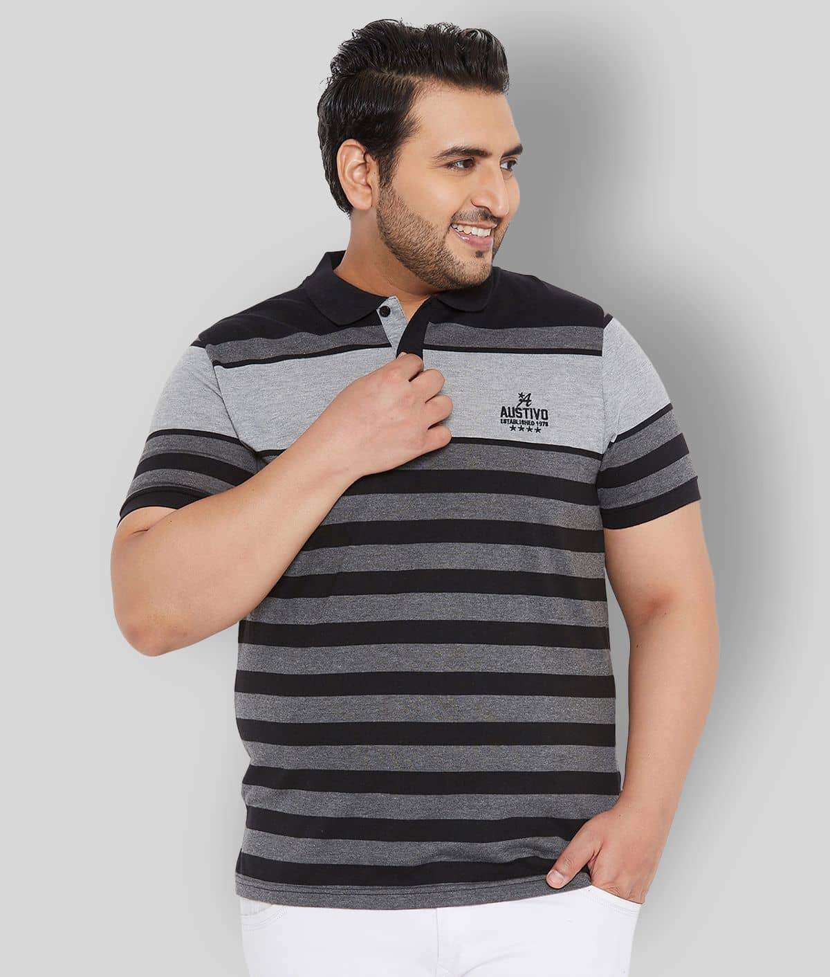 AUSTIVO - Black Cotton Blend Regular Fit Men's Polo T Shirt ( Pack of 1 )