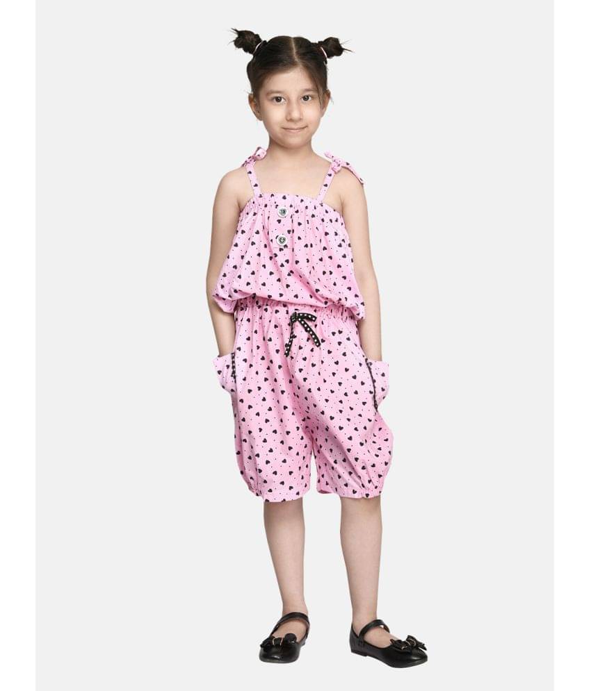     			Arshia Fashions Girls Cotton Blend Jumpsuit ( Pack of 1 , Pink )
