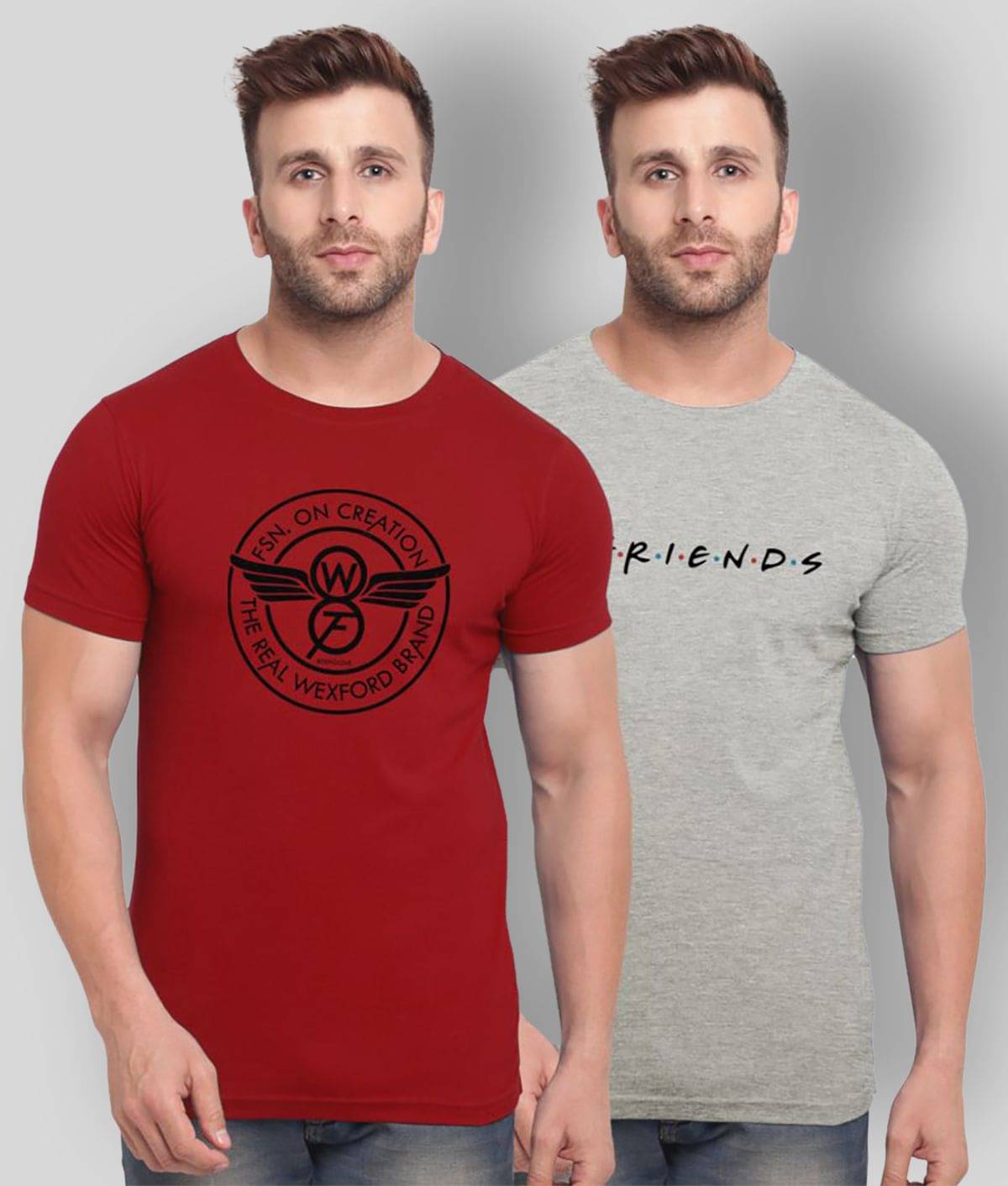     			BULLMER Pack of 2 Cotton Blend Regular Fit Men's T-Shirt ( Multicolor )