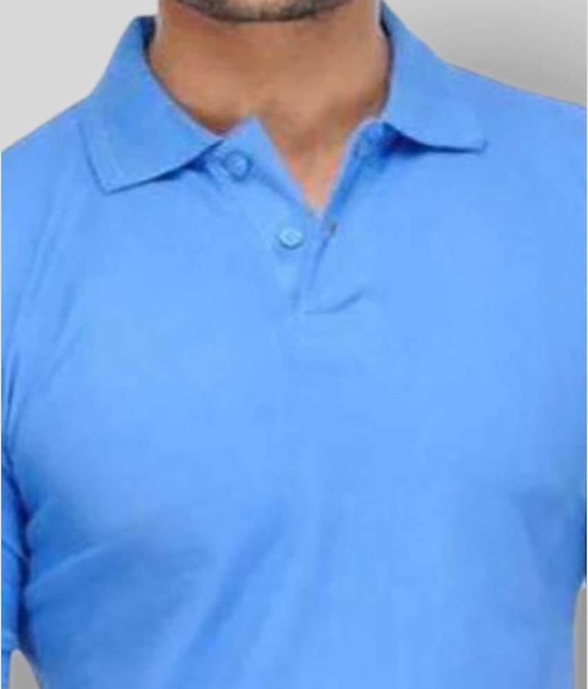 FASHION365 Pack of 1 Cotton Blend Slim Fit Solid Half Sleeves Men's Polo T Shirt ( Blue )