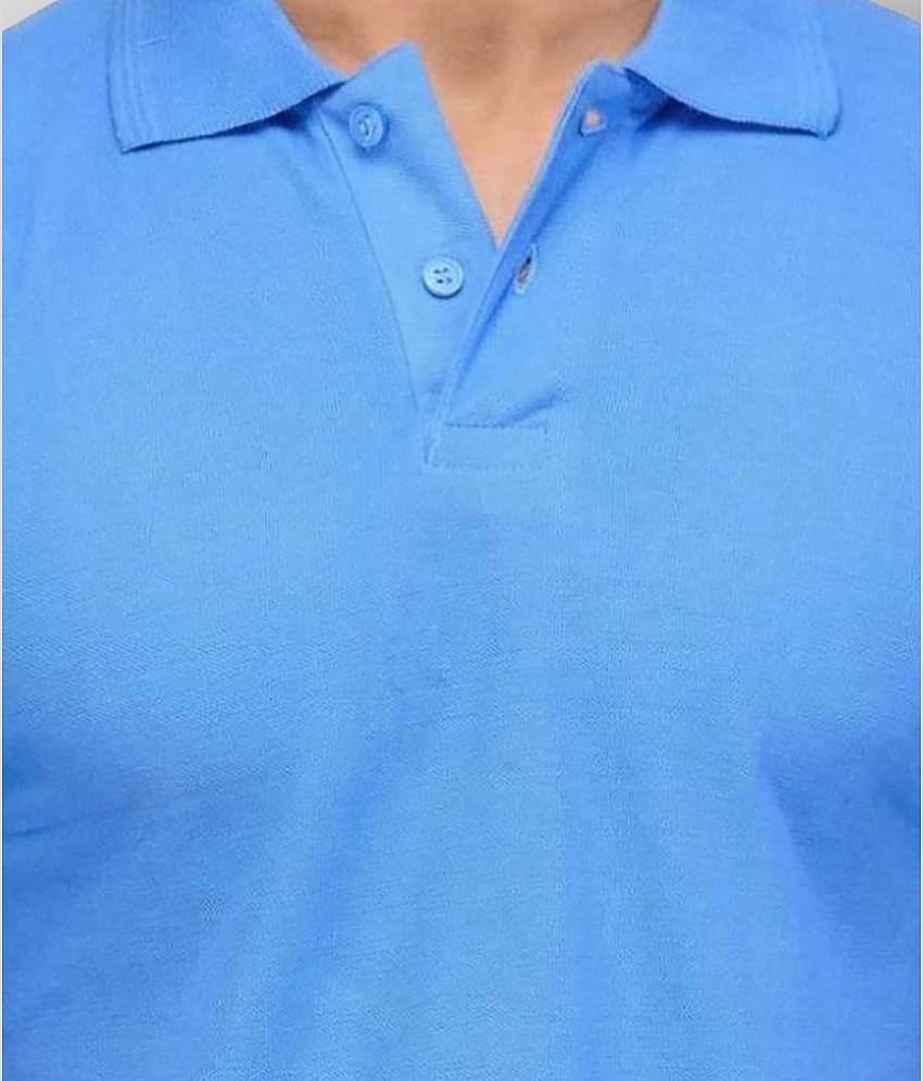 FASHION365 Pack of 1 Cotton Blend Slim Fit Solid Half Sleeves Men's Polo T Shirt ( Blue )
