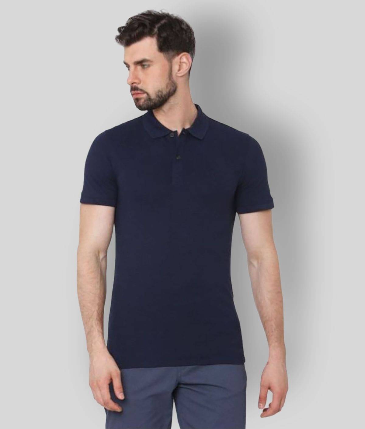 FASHION365 Pack of 1 Cotton Blend Slim Fit Solid Half Sleeves Men's Polo T Shirt ( Navy ) FASHION365 Pack of 1 Cotton Blend Slim Fit Solid Half Sleeves Men's Polo T Shirt ( Navy )