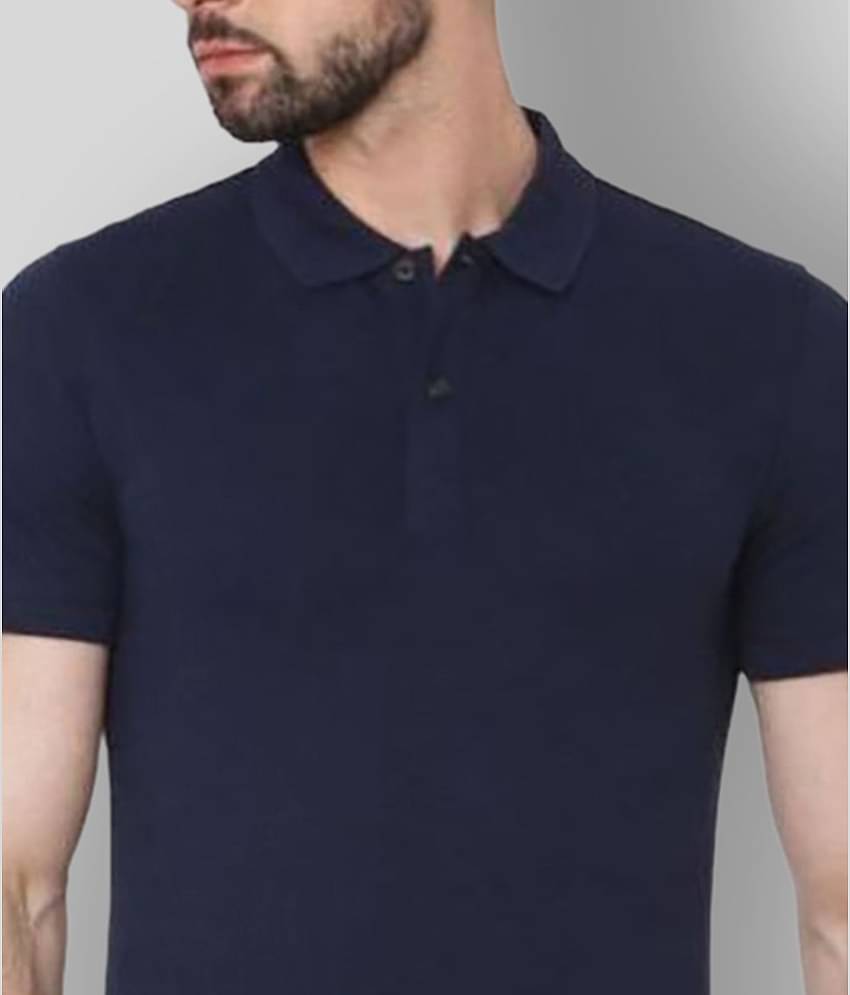 FASHION365 Pack of 1 Cotton Blend Slim Fit Solid Half Sleeves Men's Polo T Shirt ( Navy )