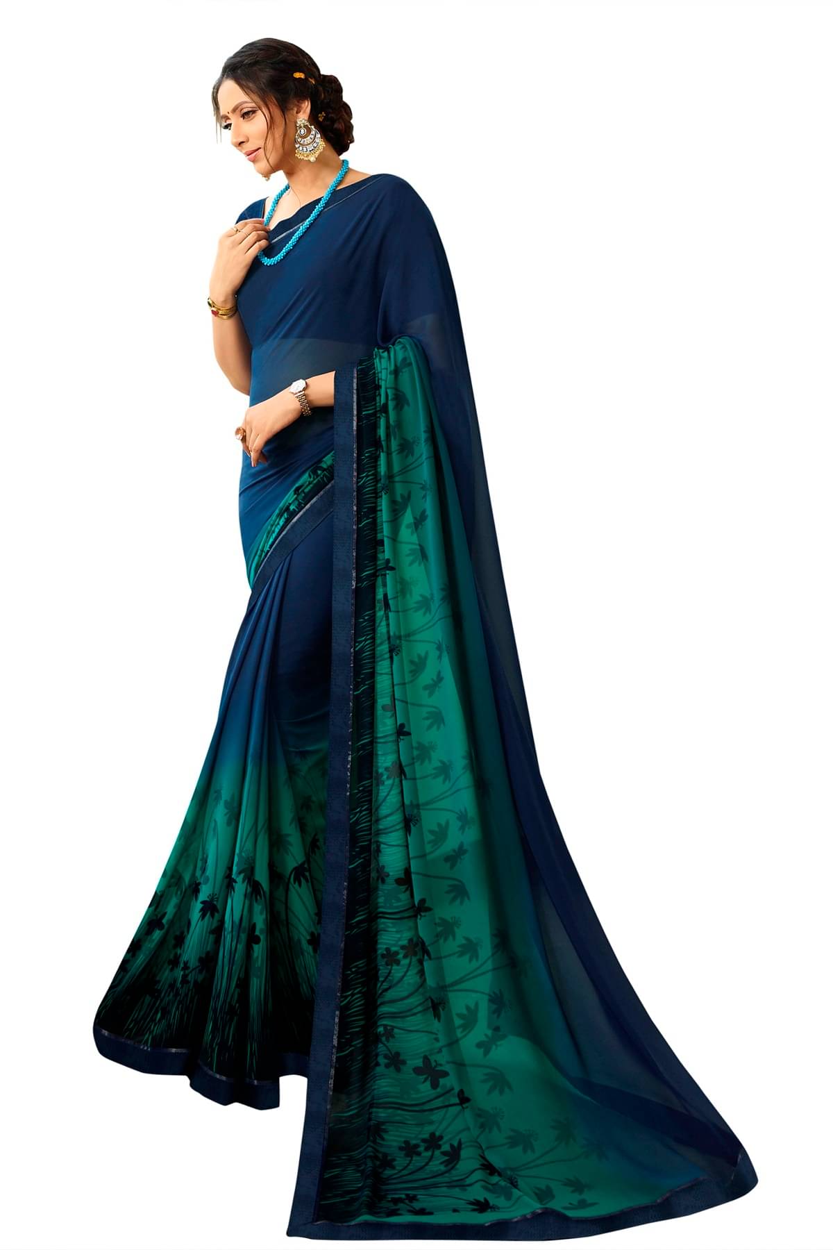 Gazal Fashions Chiffon Printed Saree With Unstitched Blouse Piece ( Multicolor )     			Gazal Fashions Chiffon Printed Saree With Unstitched Blouse Piece ( Multicolor )