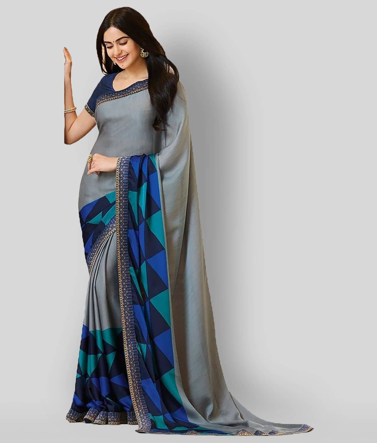 Gazal Fashions Silk Printed Saree With Unstitched Blouse Piece ( Multicolor ) - Sarees | Buy online on ZillyBuy