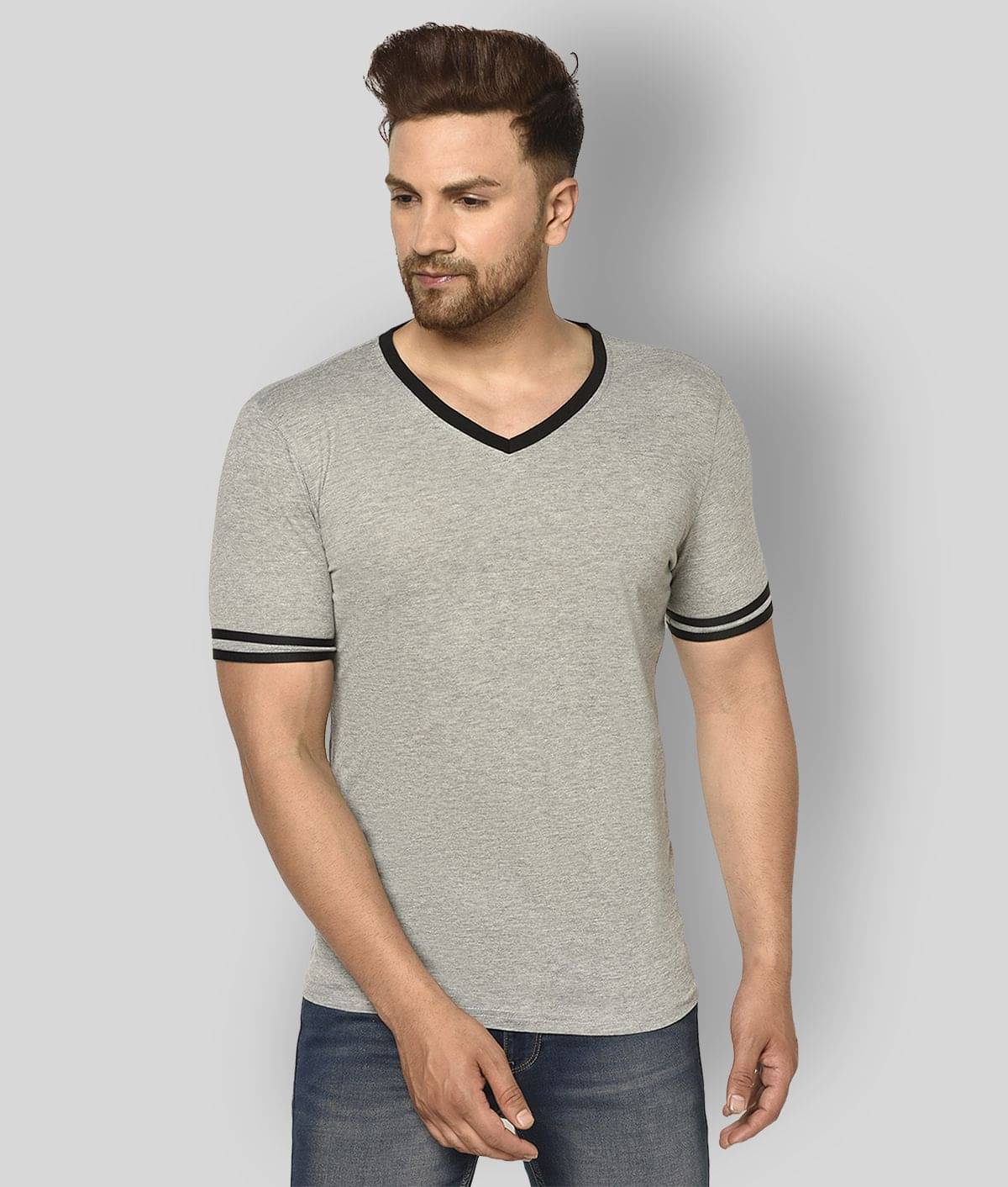     			Glito Pack of 1 Cotton Blend Regular Fit Men's T-Shirt ( Grey )