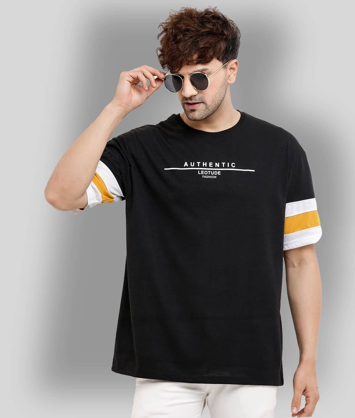 Leotude Pack of 1 Cotton Blend Regular Fit Men's T-Shirt ( Black )
