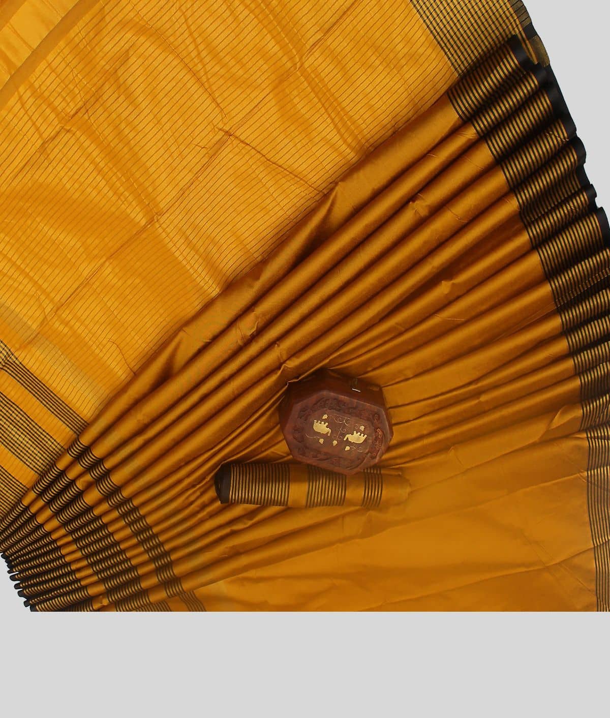 NightBlue Cotton Saree With Unstitched Blouse Piece ( Mustard ) - Sarees | Buy online on ZillyBuy