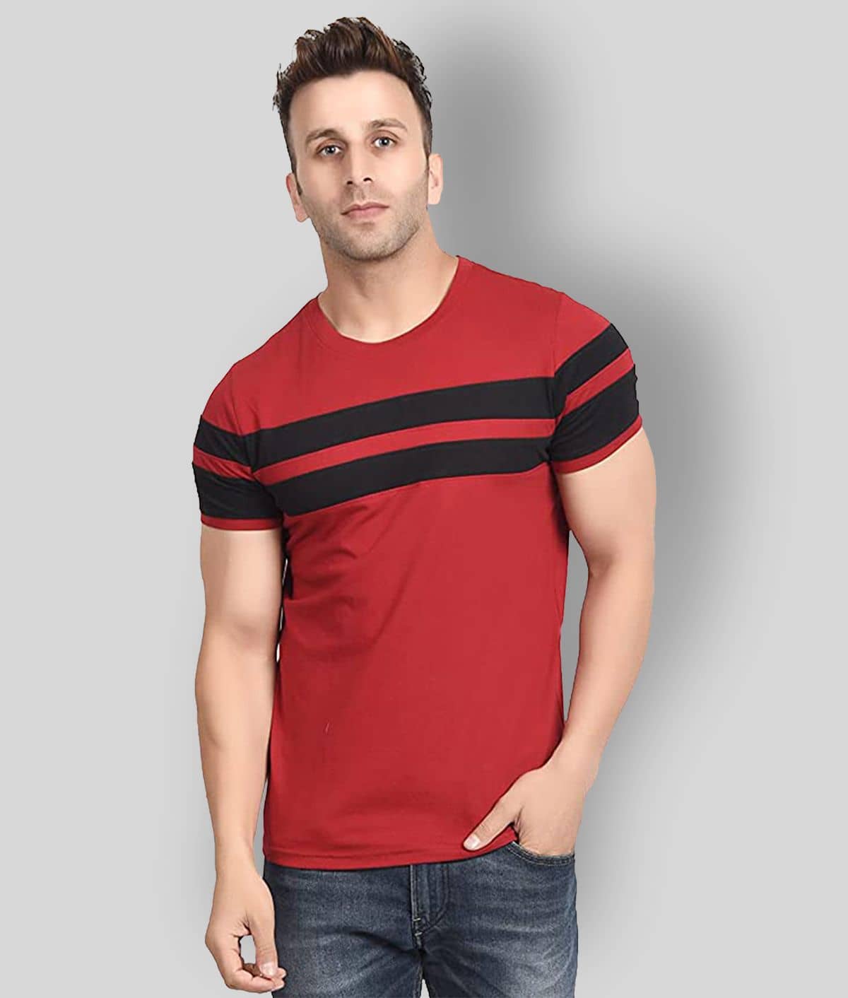 OXRYZER Pack of 1 Cotton Regular Fit Men's T-Shirt ( Maroon )