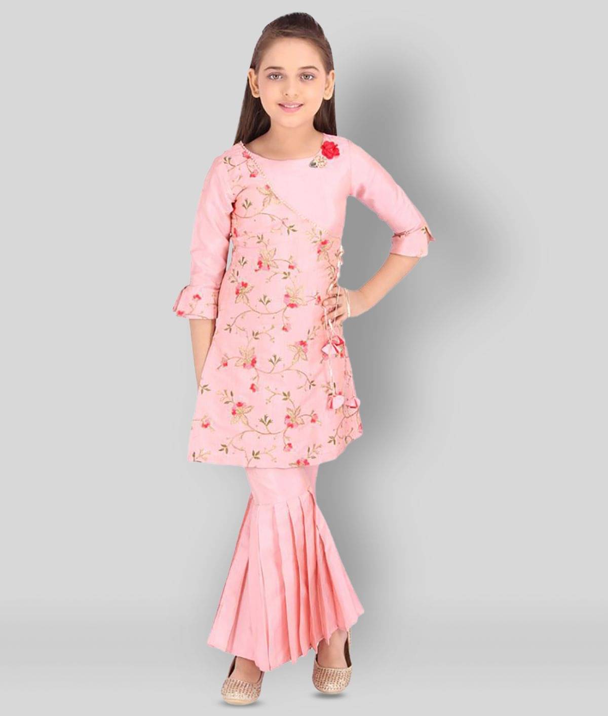     			Cutecumber Pack of 1 Girls Georgette Kurti With Palazzo ( Pink )