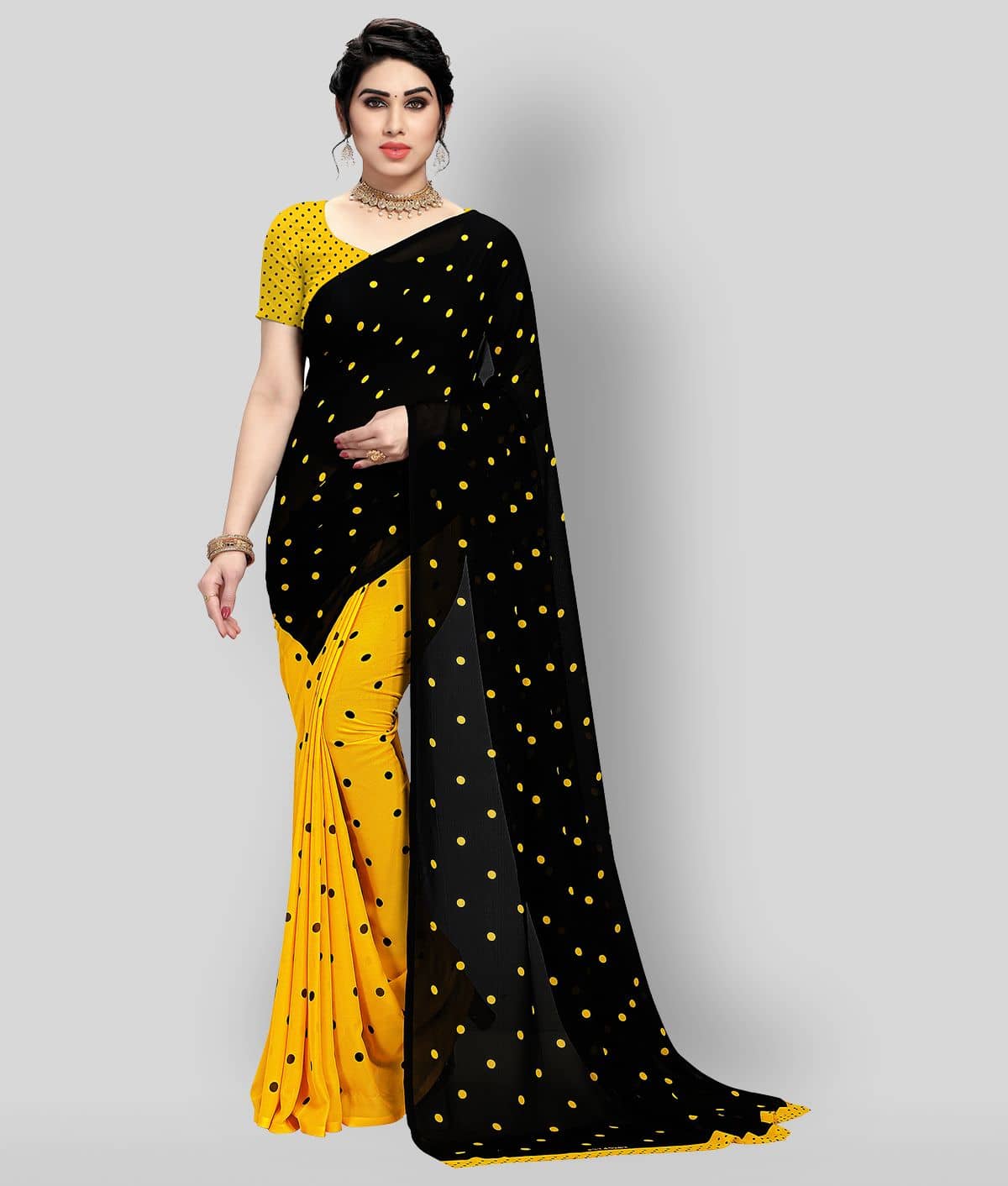 ANAND SAREES Georgette Printed Saree With Unstitched Blouse Piece ( Multicolor ) - Sarees | Buy online on ZillyBuy
