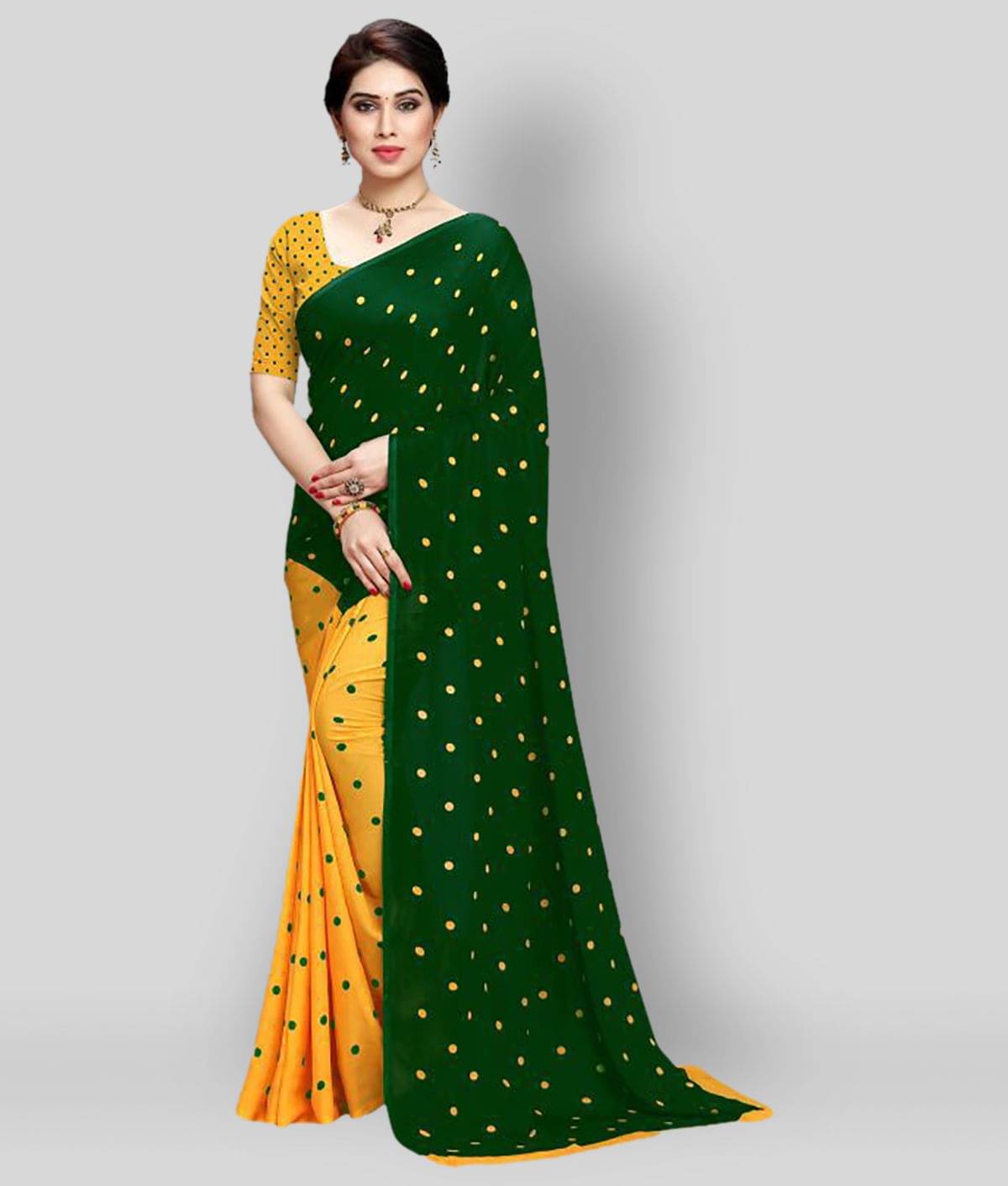 ANAND SAREES Georgette Printed Saree With Unstitched Blouse Piece ( Multicolor ) ANAND SAREES Georgette Printed Saree With Unstitched Blouse Piece ( Multicolor )