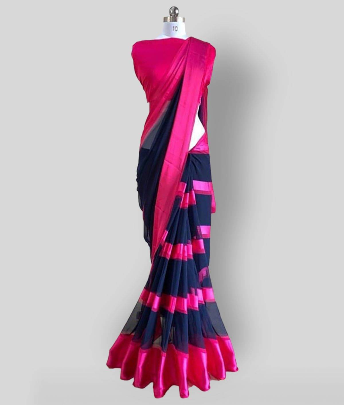 Sitanjali Georgette Saree With Unstitched Blouse Piece ( Pink ) Sitanjali Georgette Saree With Unstitched Blouse Piece ( Pink )