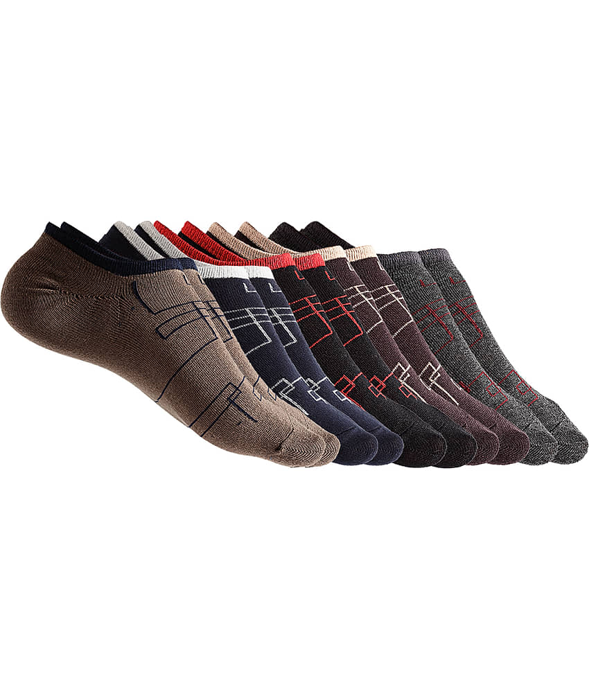 Texlon - Multicolor Cotton Men's No Show Socks ( Pack of 5 ) - Socks | Buy online on ZillyBuy