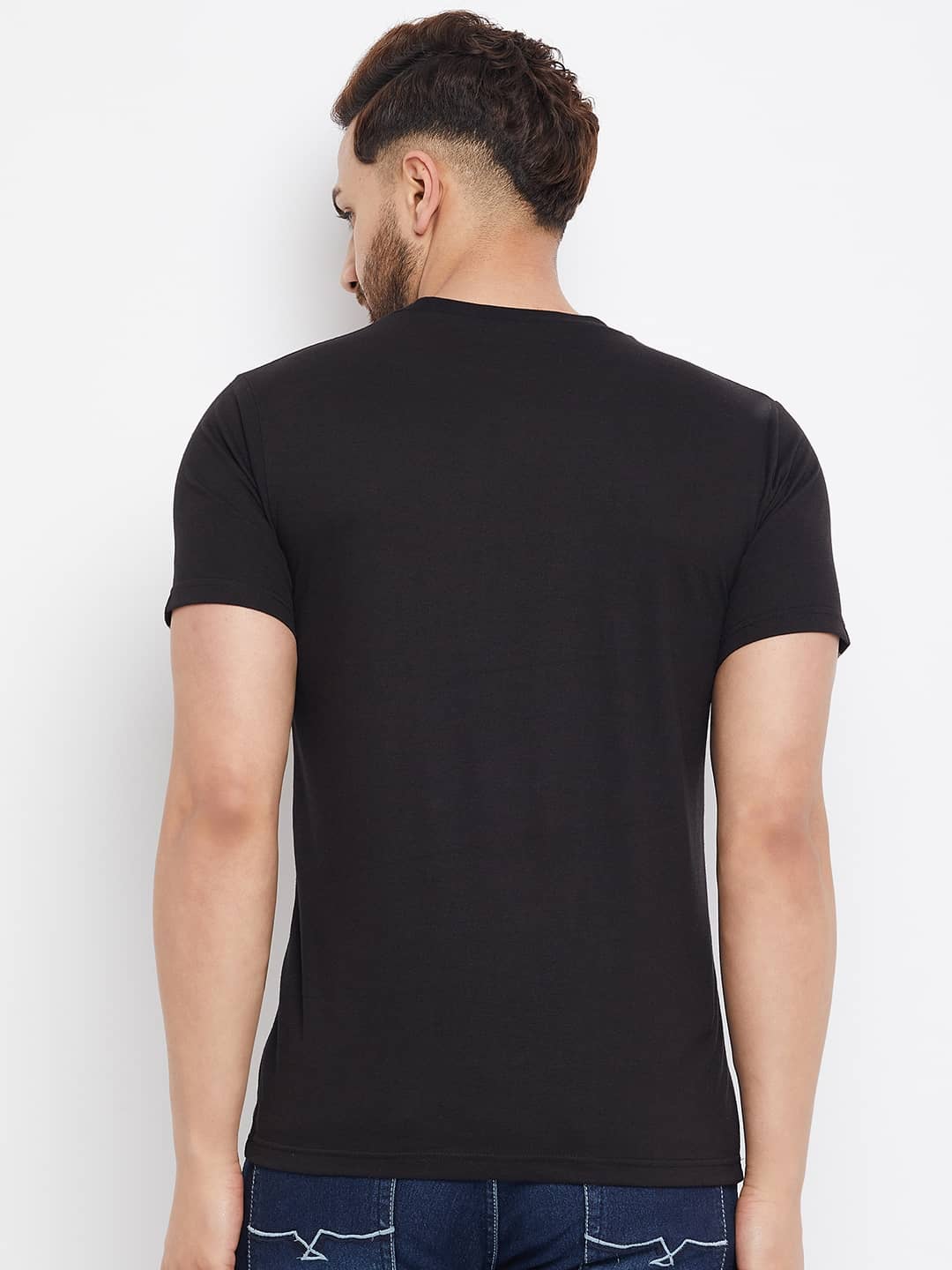 The Million Club Pack of 1 Cotton Blend Regular Fit Men's T-Shirt ( Black )
