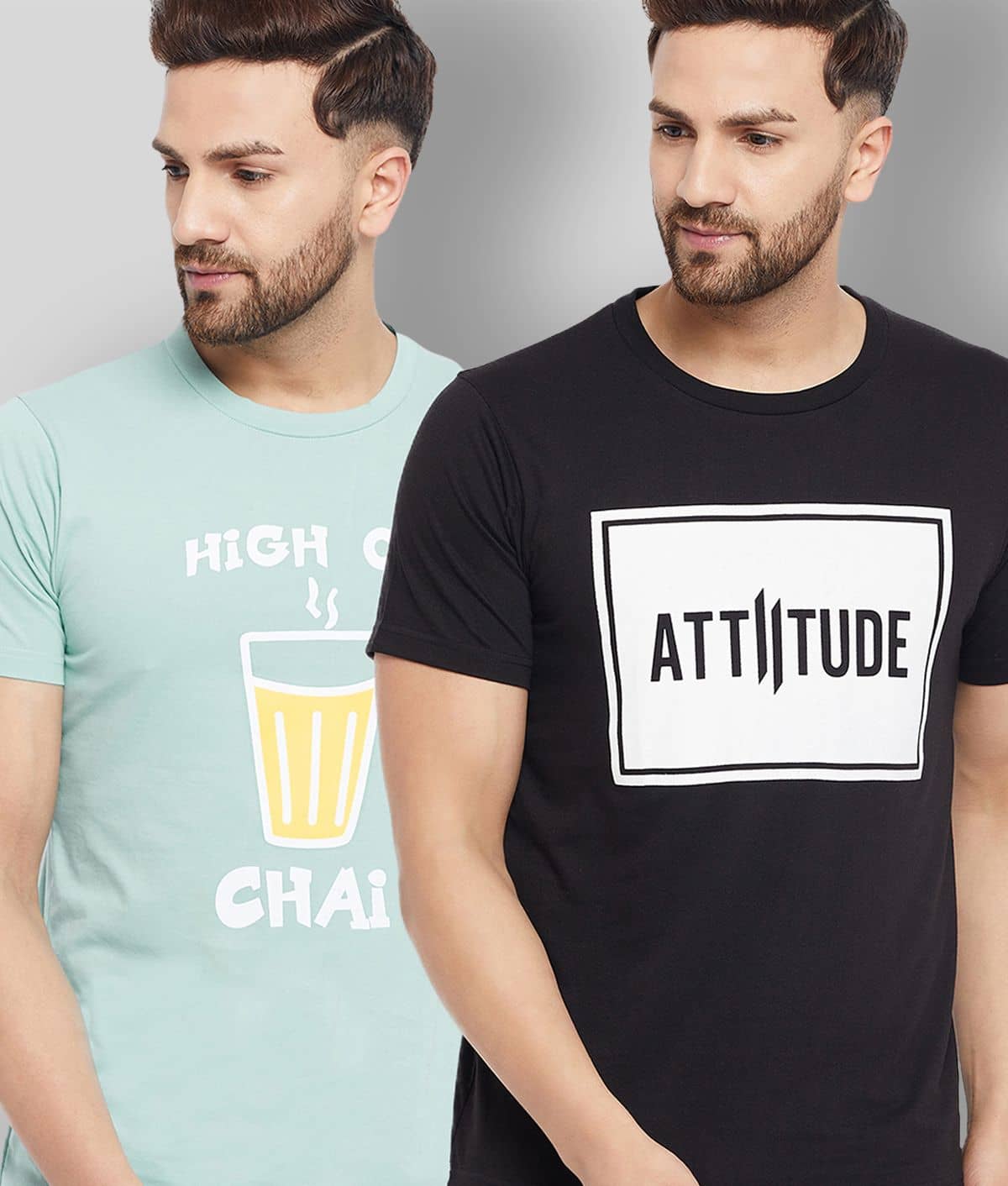 The Million Club Pack of 2 Cotton Blend Regular Fit Men's T-Shirt ( Black )