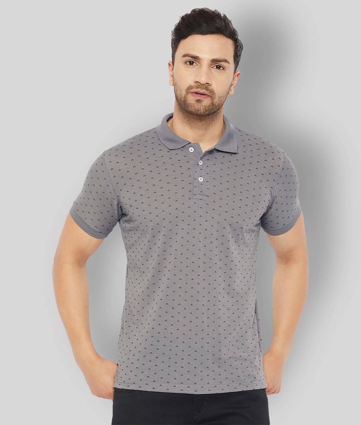 The Million Club Pack of 1 Cotton Blend Regular Fit Printed Half Sleeves Men's Polo T Shirt ( Grey ) The Million Club Pack of 1 Cotton Blend Regular Fit Printed Half Sleeves Men's Polo T Shirt ( Grey )