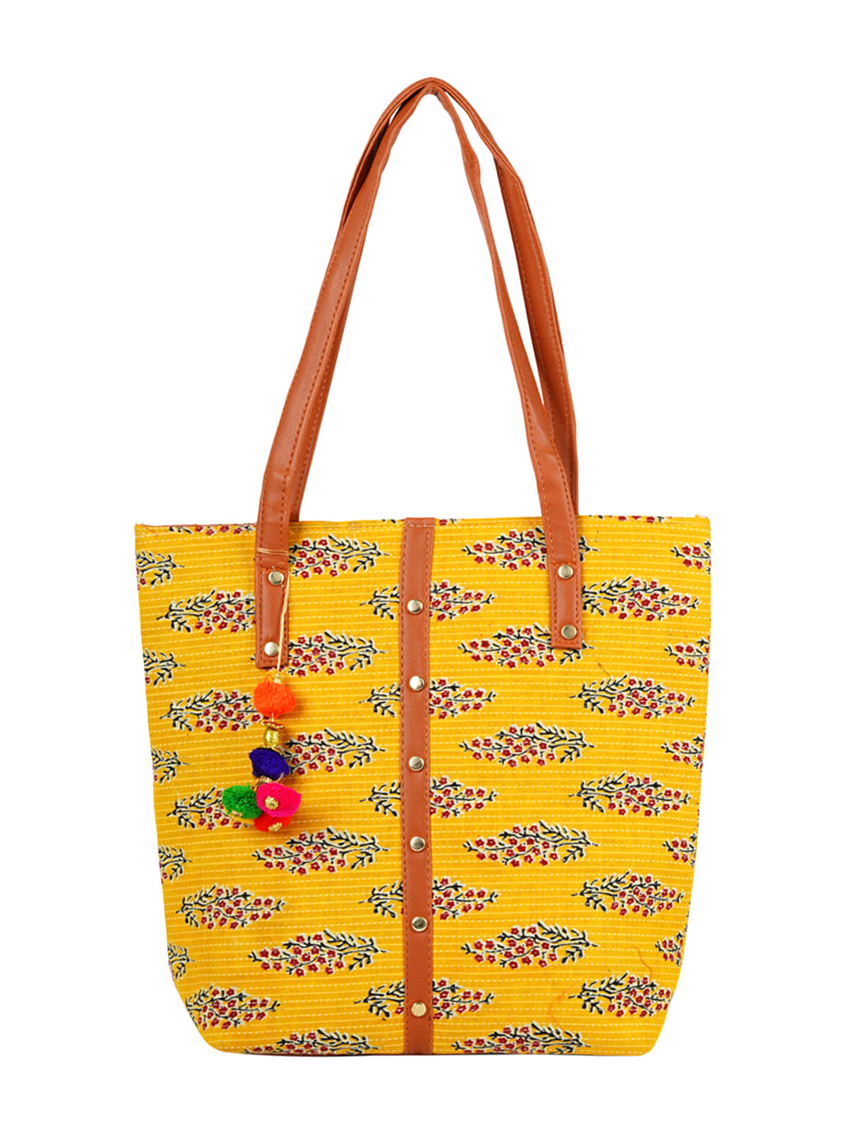     			Bulbul - Yellow Faux Leather Tote Bag
