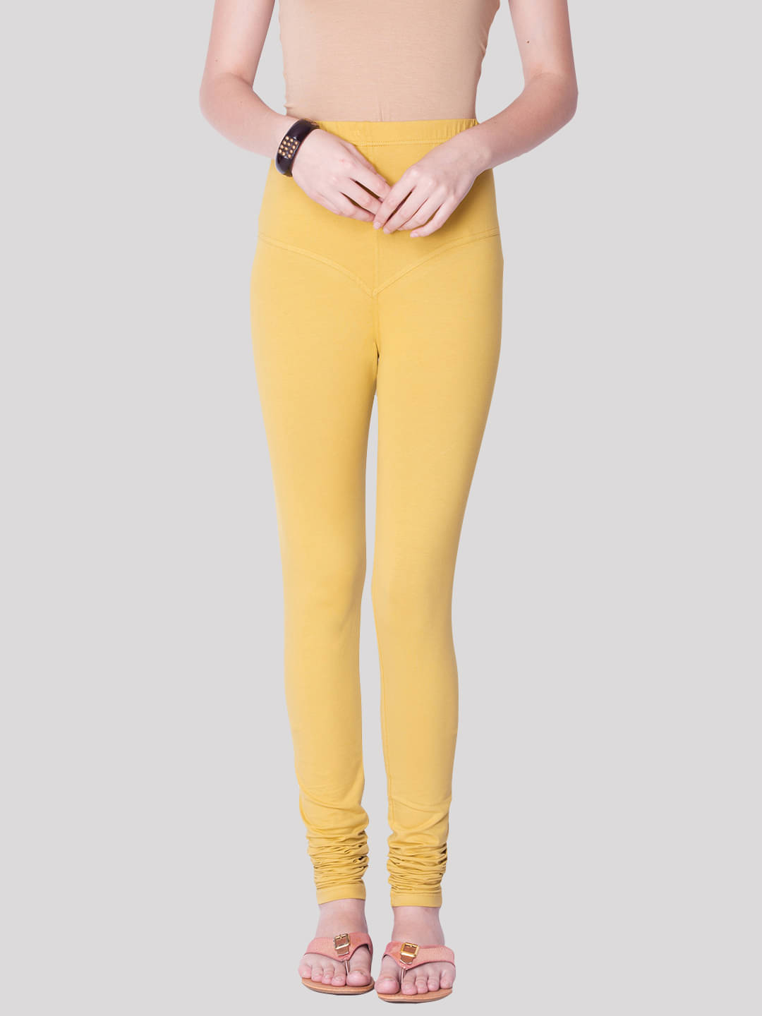 Dollar Missy - Gold Lycra Women's Leggings ( Pack of 1 ) Dollar Missy - Gold Lycra Women's Leggings ( Pack of 1 )