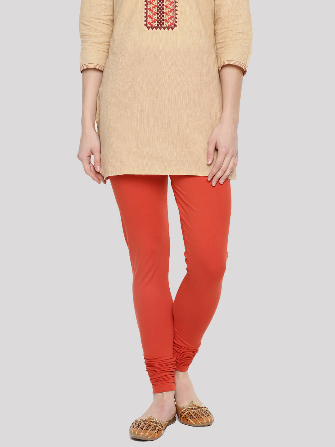     			Dollar Missy - Orange Cotton Women's Leggings ( Pack of 1 )
