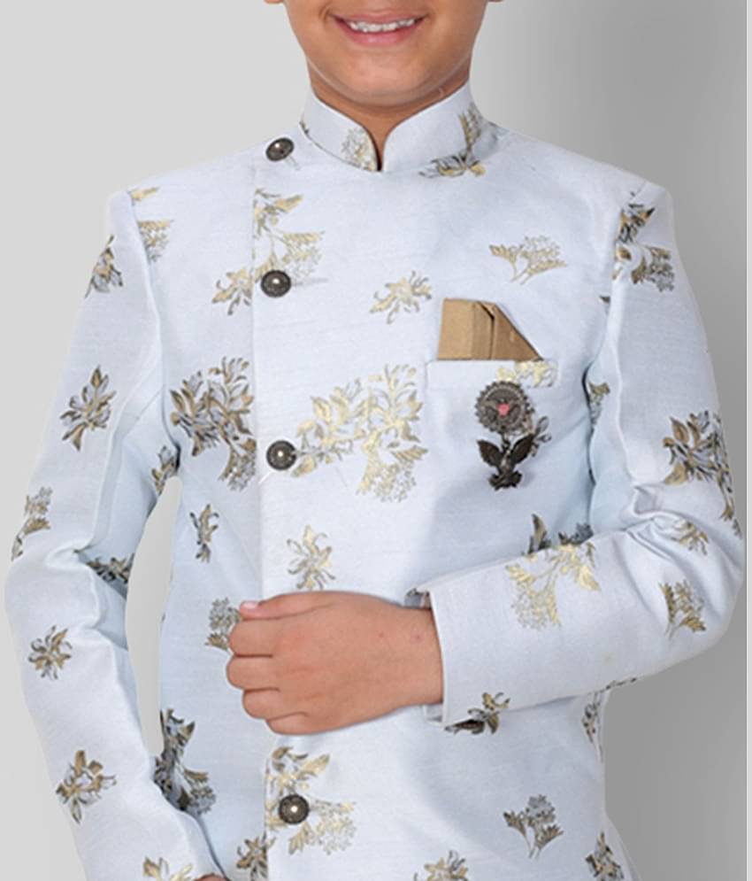 Fourfolds Boys Cotton Blend Peach Dhoti Kurta Set ( Pack of 1 )