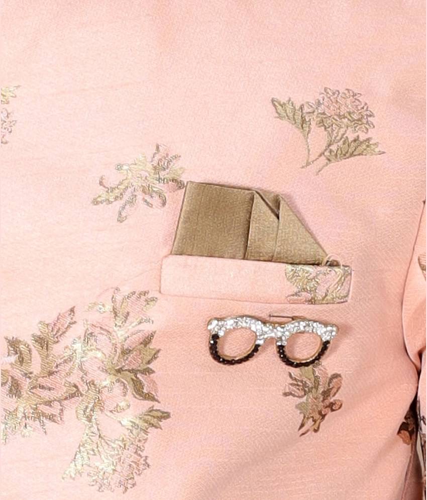 Fourfolds Boys Cotton Blend Peach Dhoti Kurta Set ( Pack of 1 )