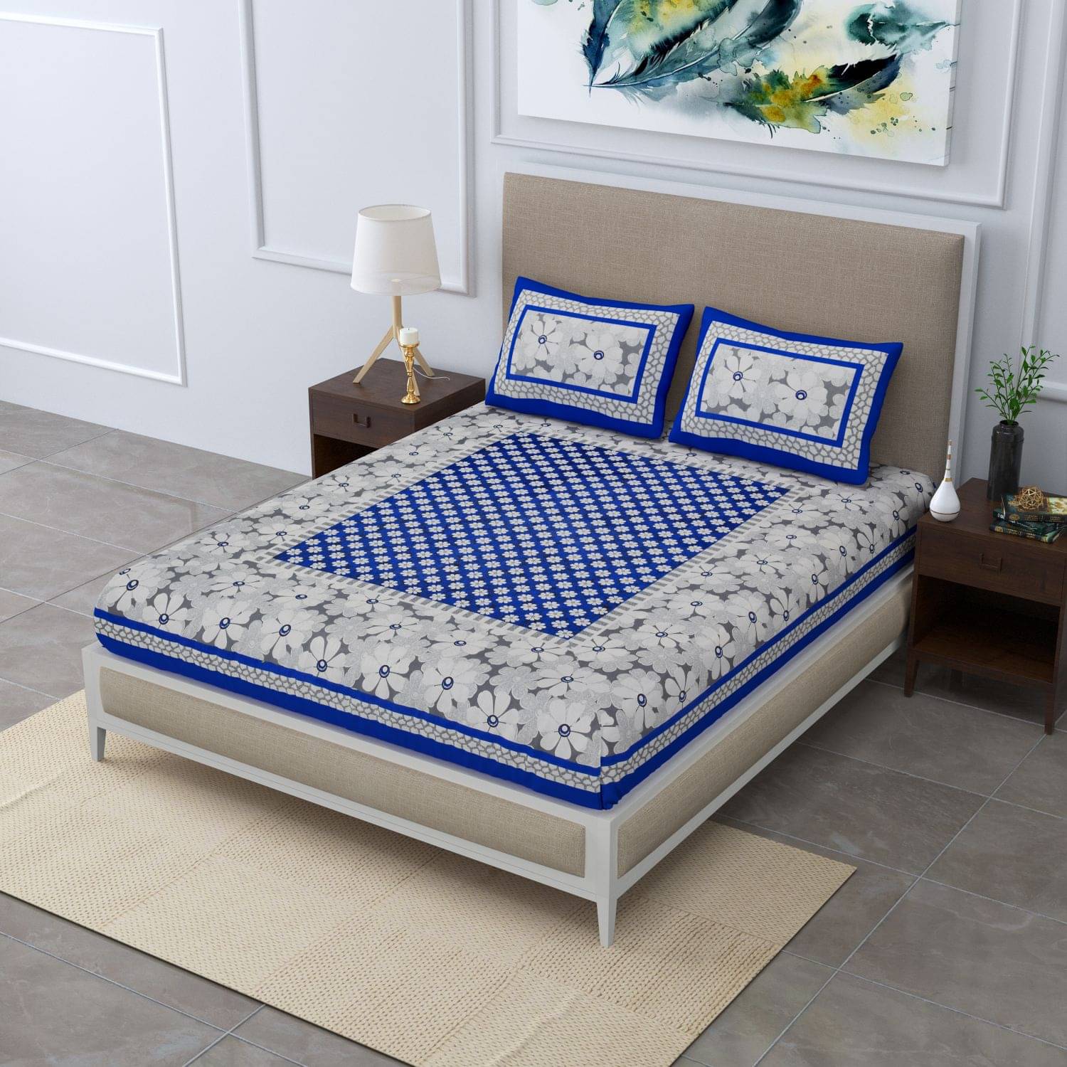     			unique choice Cotton Double Bedsheet ( Blue )