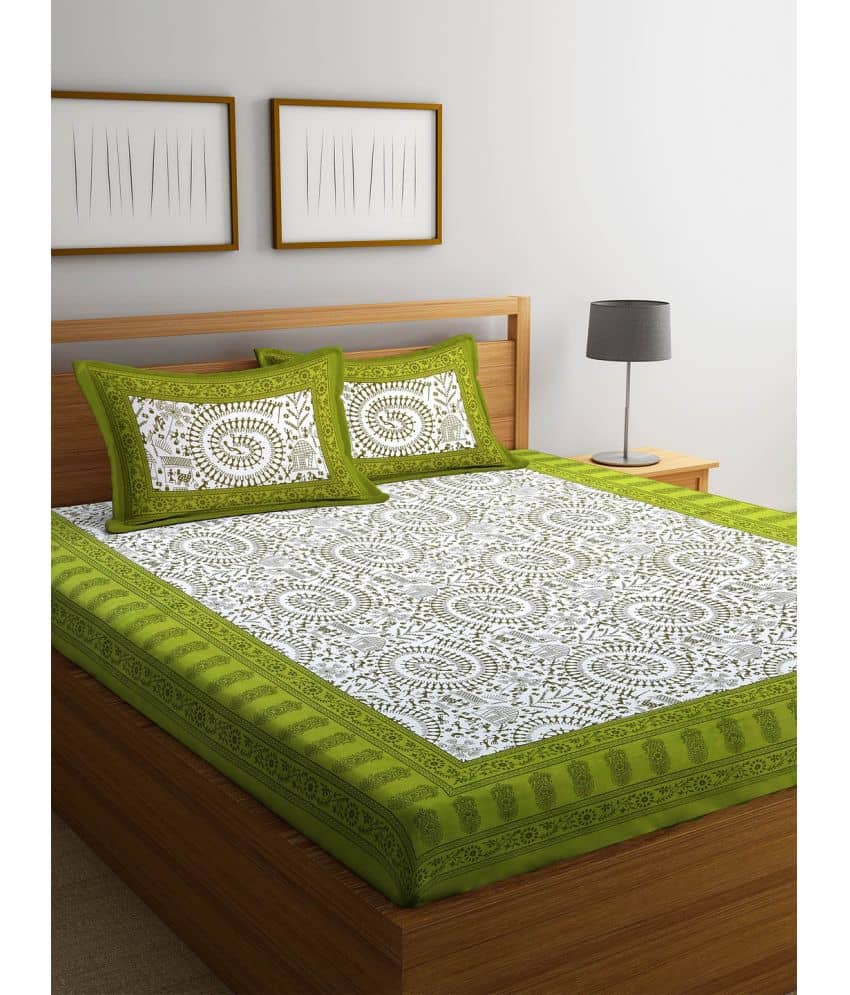 unique choice Cotton Double Bedsheet ( Green )