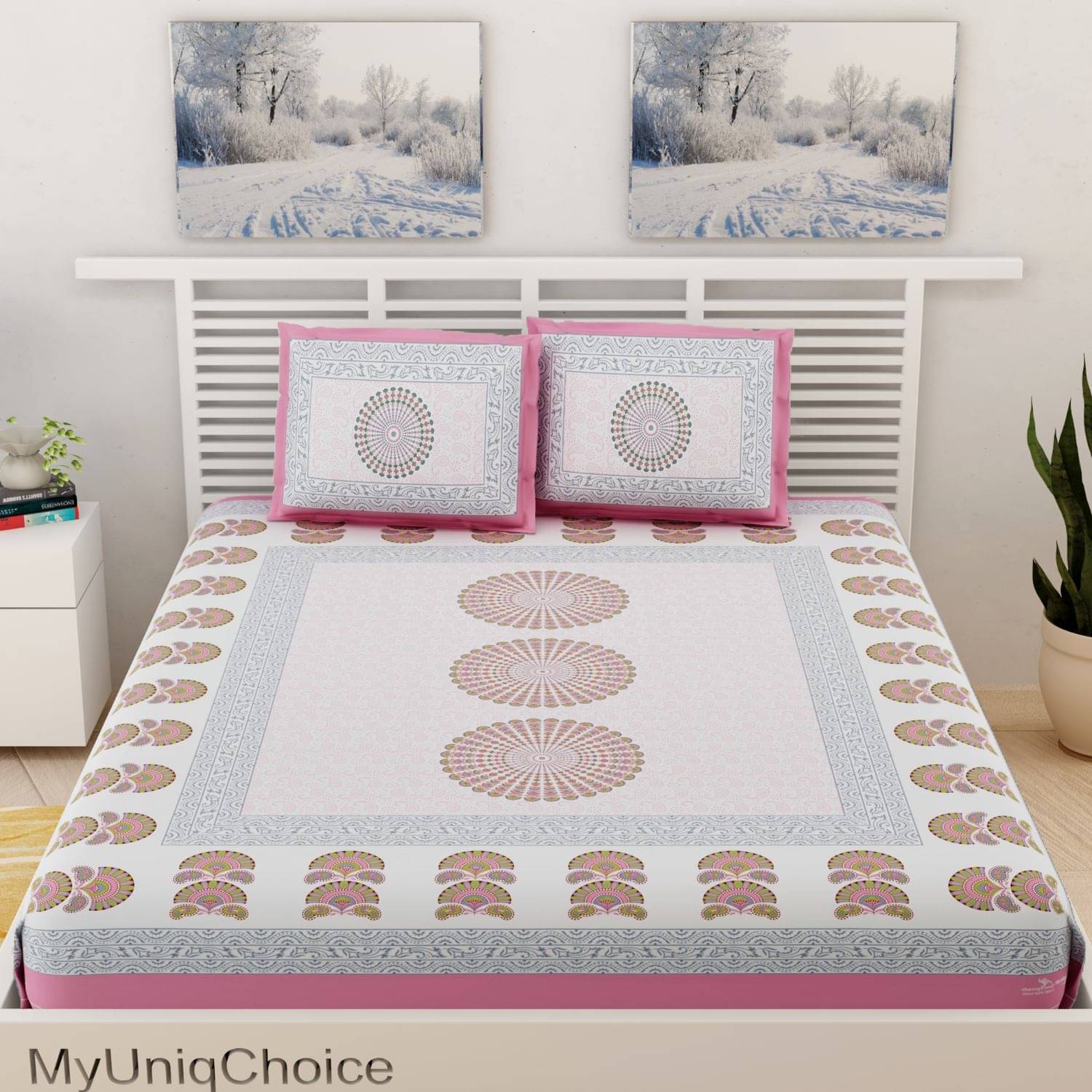 unique choice Cotton Double Bedsheet ( Pink ) unique choice Cotton Double Bedsheet ( Pink )