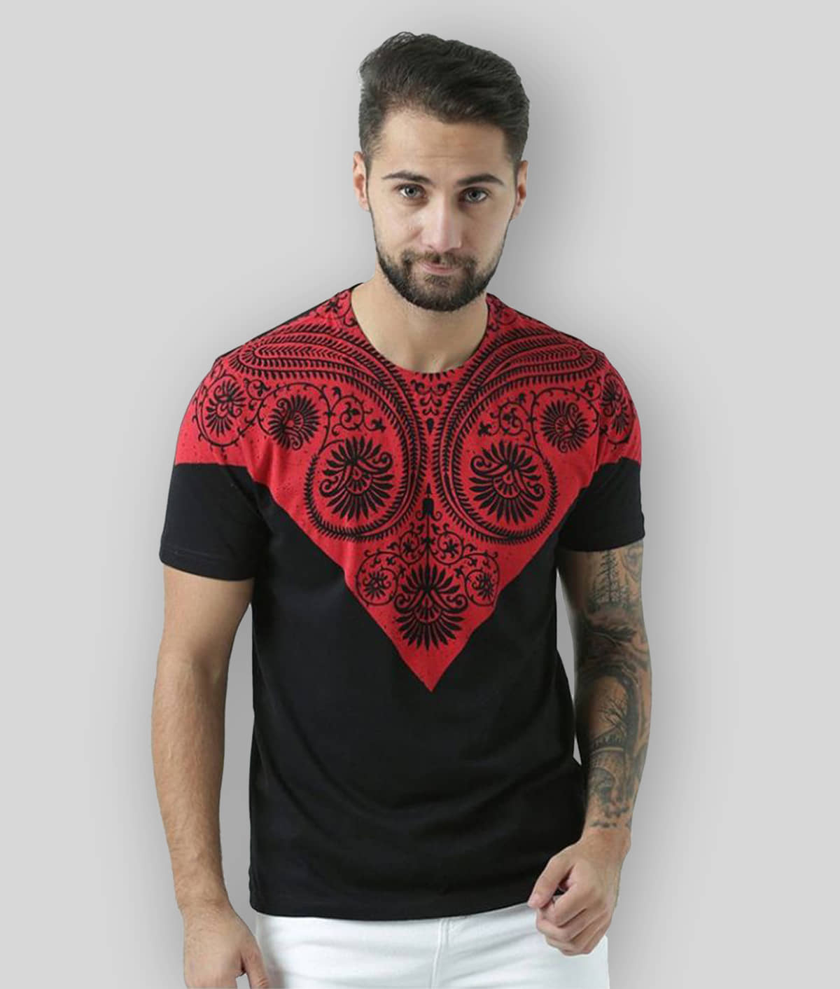 Huetrap Pack of 1 Cotton Regular Fit Men's T-Shirt ( Black )